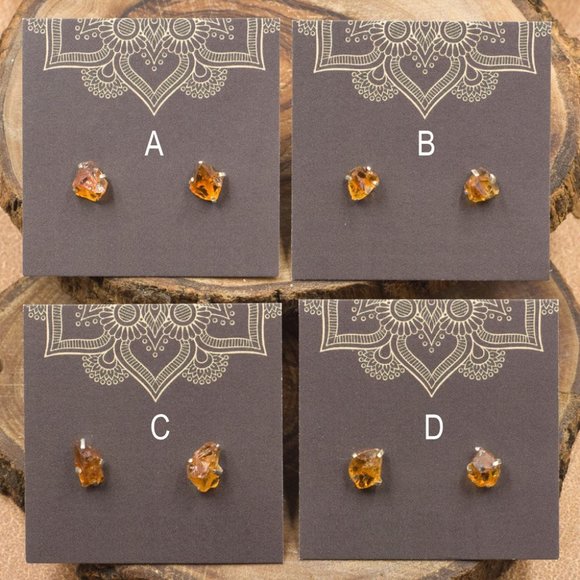 Citrine and Sterling Silver Crystal Stud Earrings - Choose the pair you want - Picture 2 of 3